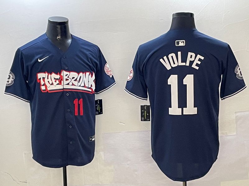 Men New York Yankees 11 Volpe Drak Blue four generations Joint Name 2025 Nike MLB Jersey style 3